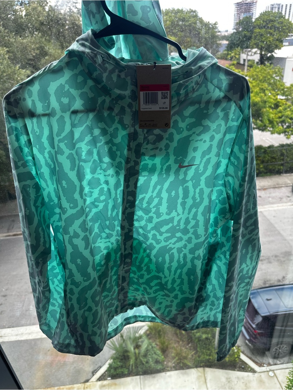 Nike woman Teal Animal-Print Hooded Jacket